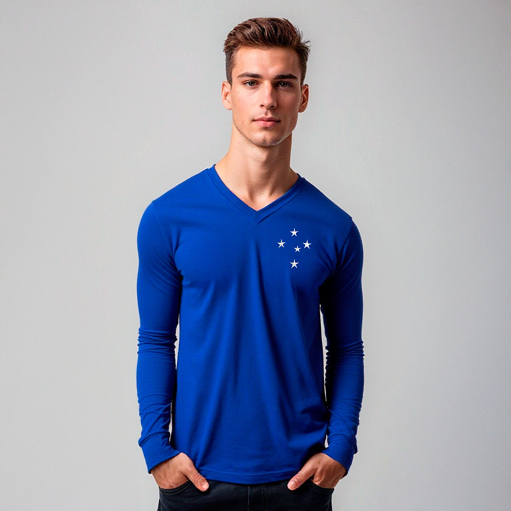 Camisa Cruzeiro Retr? 1976 Manga Longa Masculina Oficial 1 Camisa Cruzeiro Retrô 1976 Manga Longa Masculina Oficial