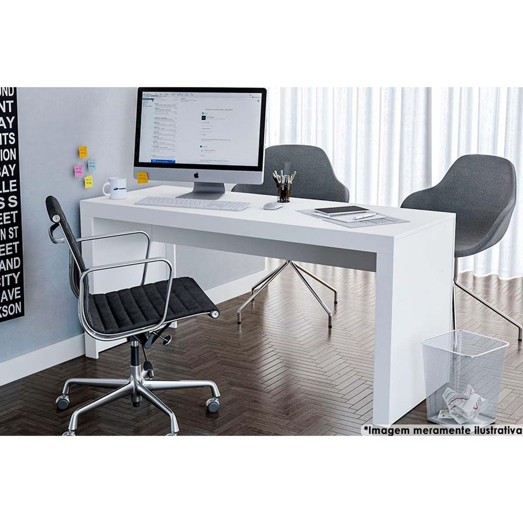 Mesa de Computador Office Branco Politorno 160cm 1 Mesa de Computador Office Branco - Politorno