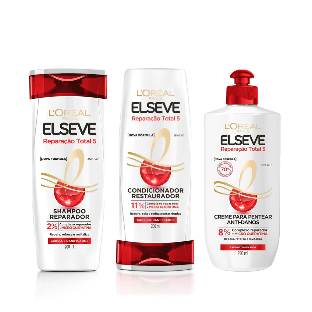 Kit Elseve Repara??o Total 5 - 3 Itens 1 KIT ELSEVE REPARAÇÃO TOTAL 5 - SHAMPOO + COND + CREME P/ PENTEAR - 3 Itens