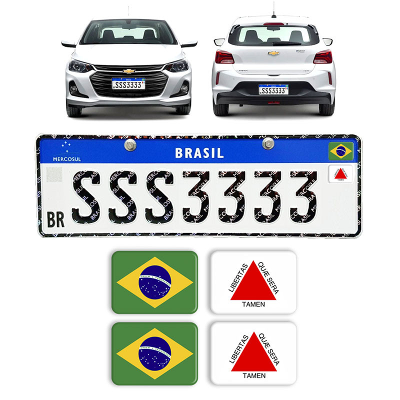 Kit 4 Adesivos Resinados Bandeira Brasil e Minas Gerais 1 Adesivos Bandeira Brasil e Minas Gerais Placa Nova Carro Kit