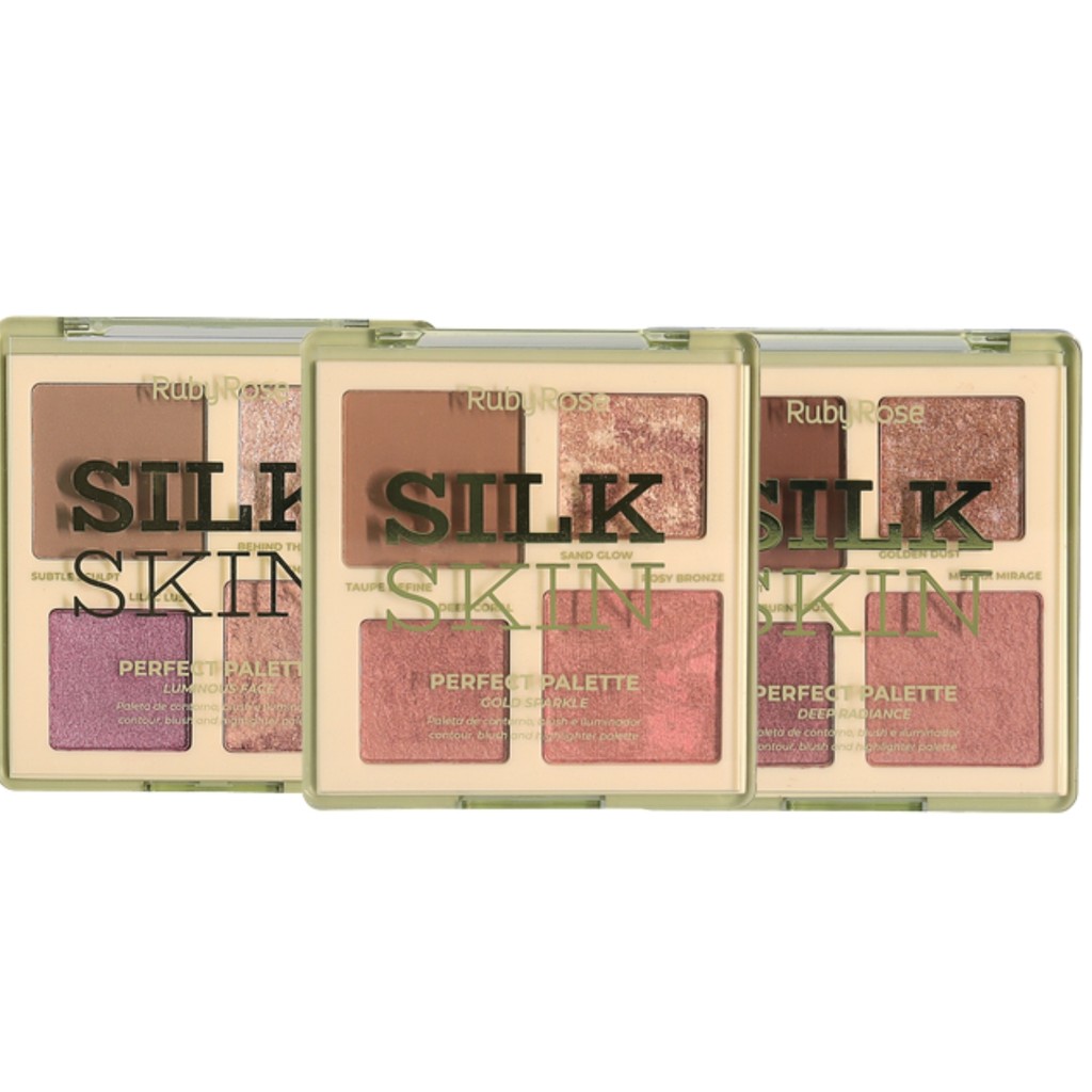 Paleta Contorno Blush Iluminador Ruby Rose Silk Skin HBM1003 - Contorno, Iluminador e Cor 1 Paleta Contorno Blush Iluminador Ruby Rose Silk Skin HBM1003
