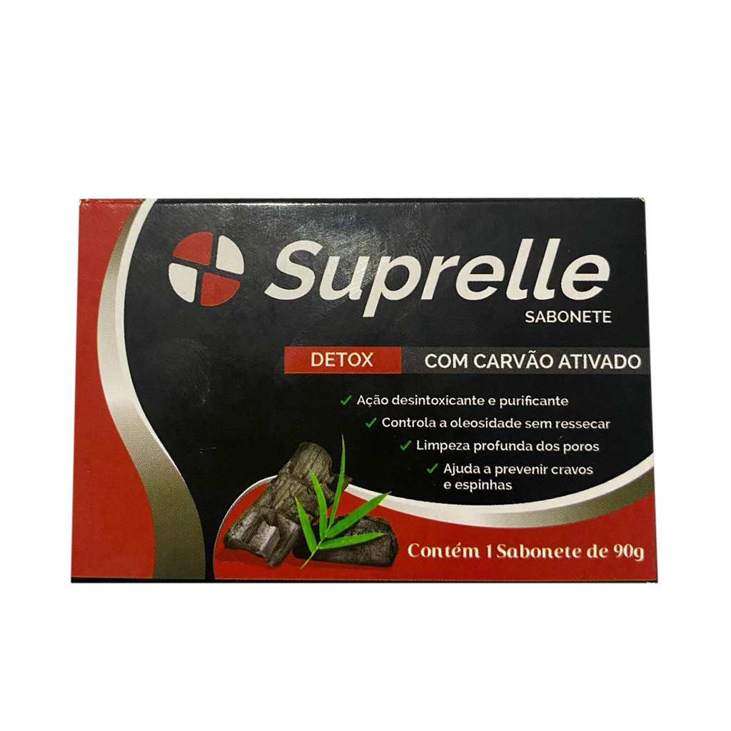 Sabonete Carv?o Ativado Suprelle 90g - Limpeza Profunda 1 Sabonete Suprelle Carvao Ativado 90G