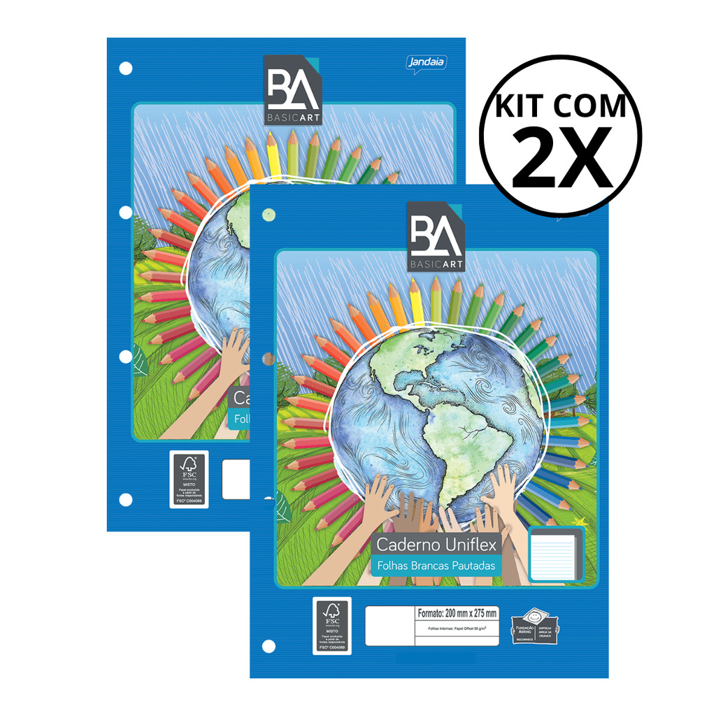 Refil Fich?rio Uniflex Jandaia 80 Folhas - Kit 2 1 Kit Com 02 Refil Para Fichario Uniflex Pautado 80Fls - JANDAIA