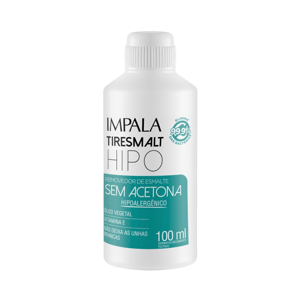 Removedor Tiresmalt Impala Hipo 100ml - Unhas Saud?veis e Limpas 1 Removedor De Esmalte Sem Acetona Tiresmalt Impala Hipo 100ml