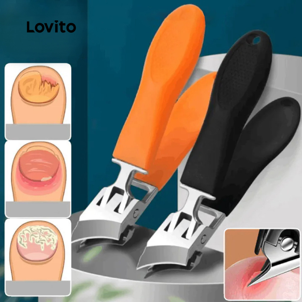 Cortador de Unhas em A?o Inoxid?vel de Alto ?ngulo Lovito 1 Lovito Cortador De Unhas Casual Liso De Alto Ângulo Ferramentas De Unhas De Aço Inoxidável Para Mulheres LCS09161