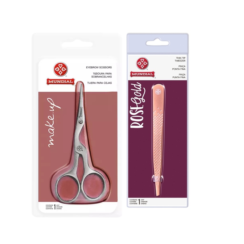 Kit Tesoura BC701 Pin?a Rose Gold BC514 Sobrancelha Mundial - Beleza e Precis?o 1 Kit Tesoura BC701 Pinça Rose Gold BC514 Sobrancelha Mundial