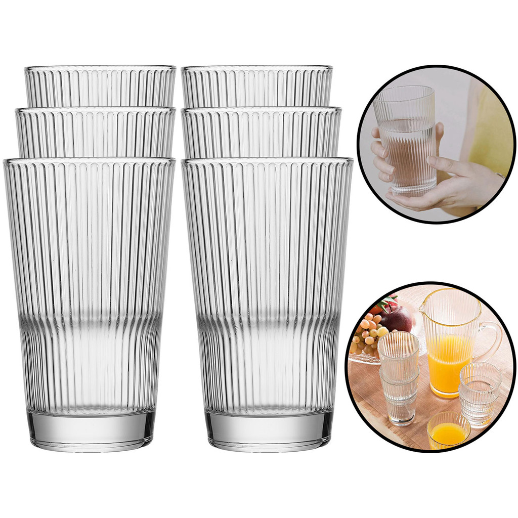 Conjunto 6 Copos Vidro 390ml Flux - Eleg?ncia e Qualidade 1 Conjunto De Copos De Vidro Para Água Suco Refrigerante Vitamina 6 Unidades 390ml Flux