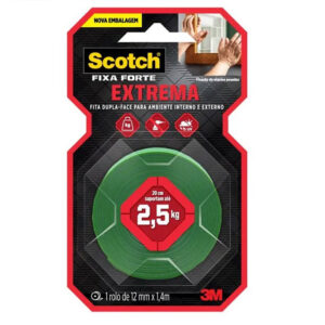 Fita dupla face fixa forte espuma Cinza Extreme 12mmx1,4m 3M