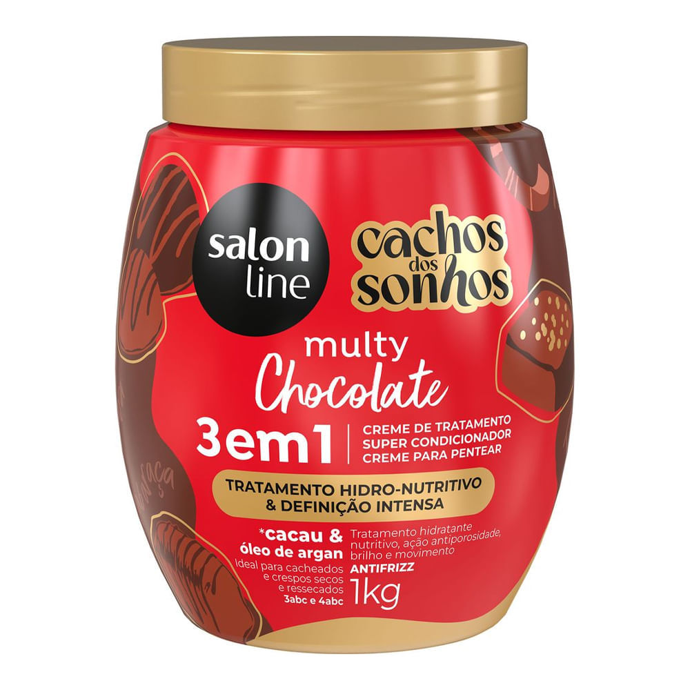 Creme 3 em 1 Salon Line Cachos Dos Sonhos Multy Chocolate 1Kg 1 Creme 3 em 1 Salon Line Cachos Dos Sonhos Multy Chocolate 1Kg