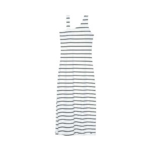 Vestido Midi Feminino Canelado Listrado Marialícia Branco