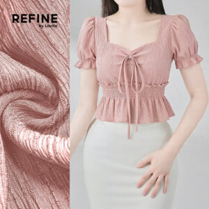 (Refine by Lovito) Blusa Casual Feminina Rosa com Laço Plissados e Babados para primavera/verão LR35E052