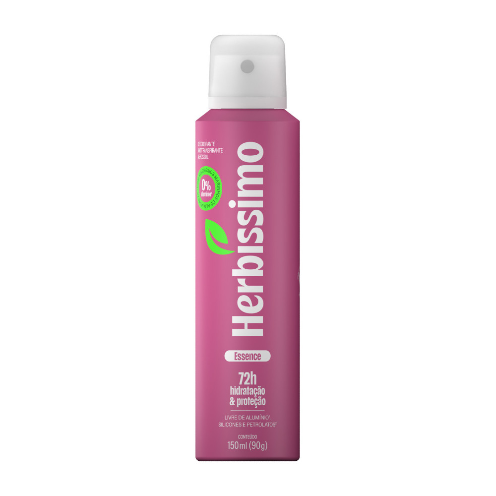 Desodorante Antitranspirante Aerossol Zero Alum?nio Herb?ssimo Essence 150ml 1 Desodorante Antitranspirante Aerossol Zero Alumínio Herbíssimo Essence 150ml