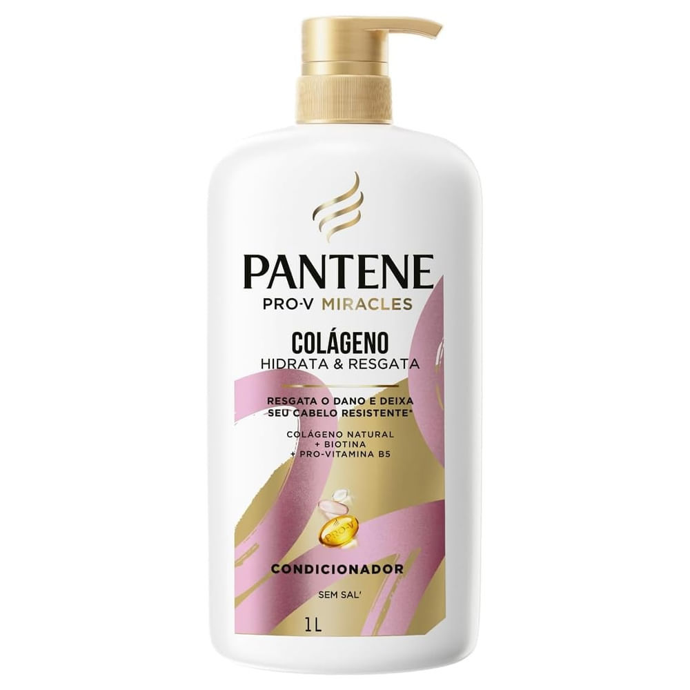 Condicionador Pantene Col?geno 1 Litro - Fortale?a, Hidrate e Revele a Beleza Natural 1 Condicionador Pantene Colágeno 1 Litro