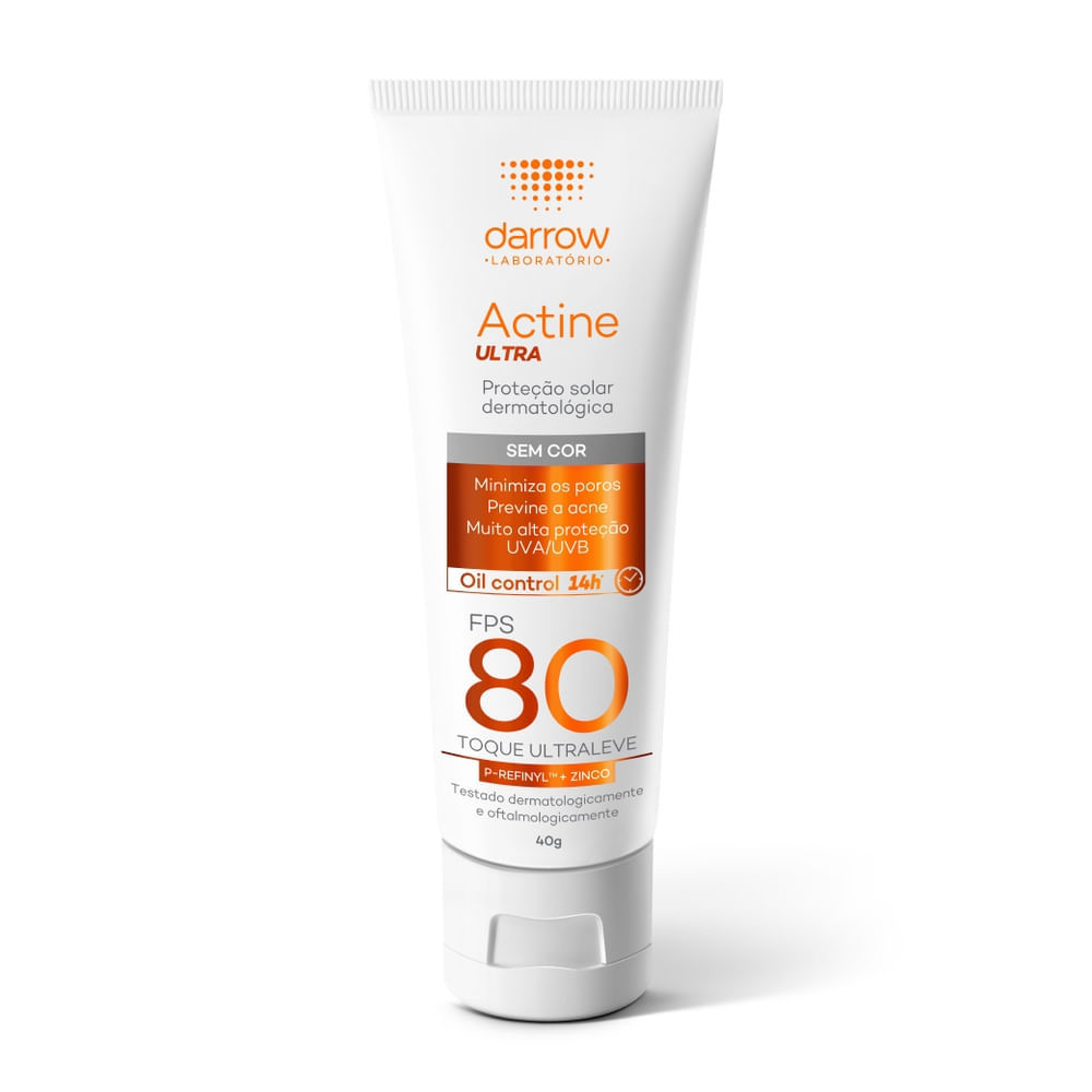 Protetor Solar Actine FPS 80 40g Sem Cor 1 Protetor Solar Actine Ultra FPS 80 Sem Cor 40g