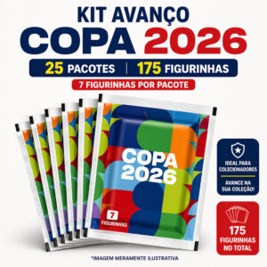 Kit Figurinhas Copa do Mundo 2026 - 25 Pacotes (175 Unidades)