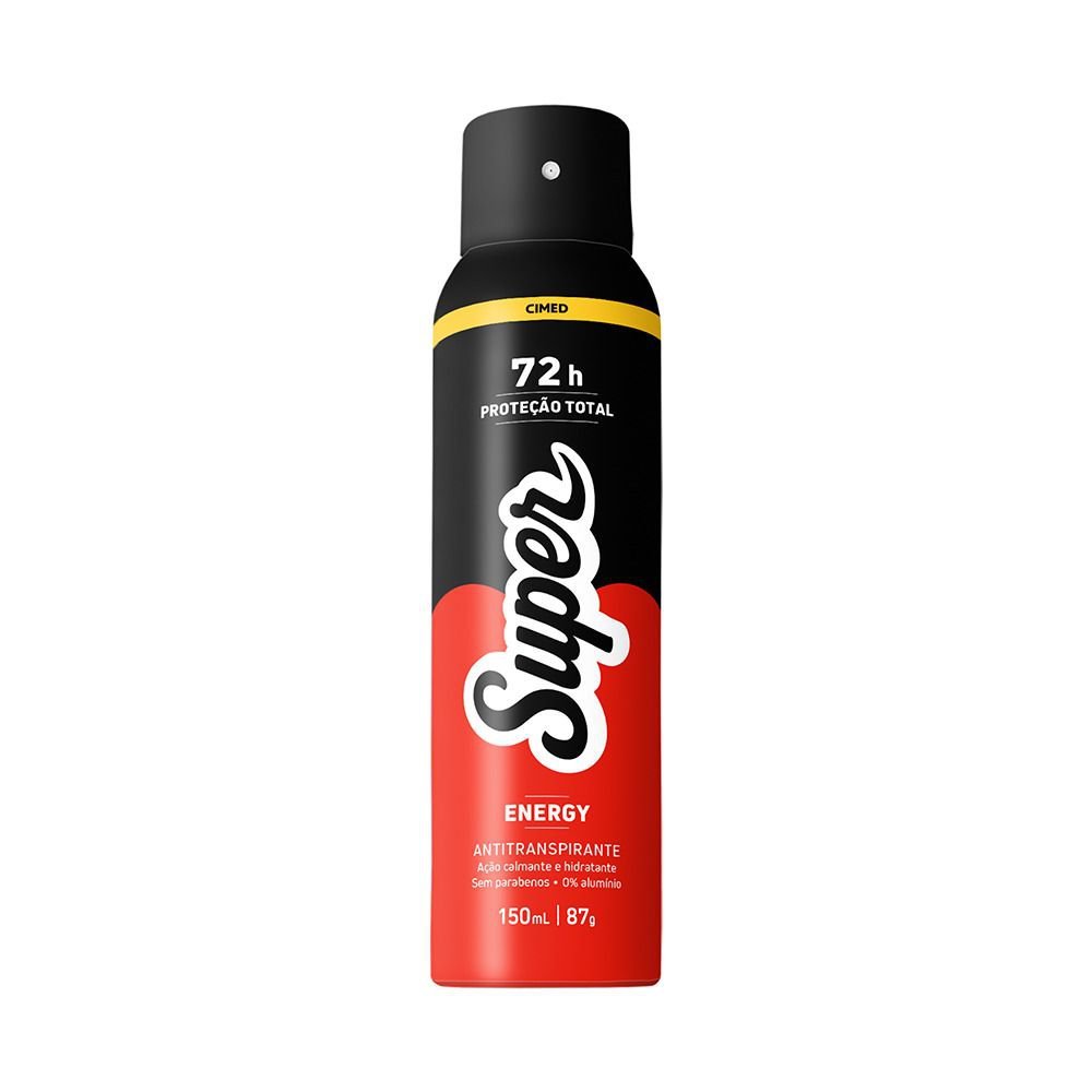 Desodorante Antitranspirante Cimed Super Energy 150ml 1 Desodorante Antitranspirante Aerossol 72h Super Energy Cimed 150ml