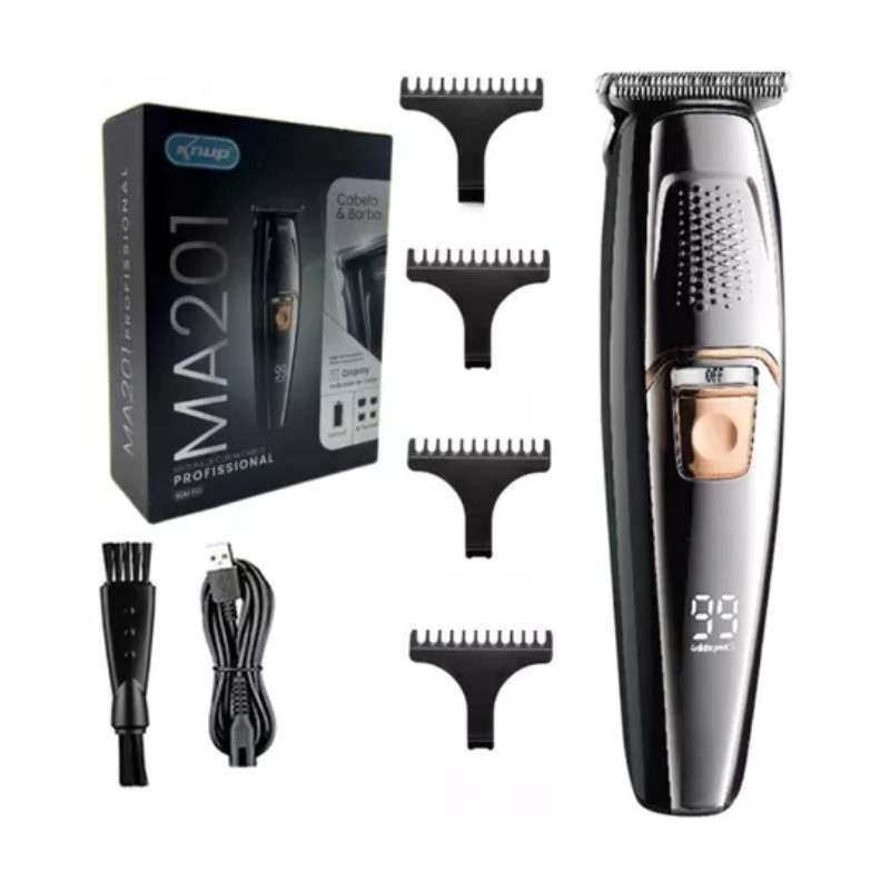 M?quina Cortar Cabelo Sem Fio KP-MA201 1 Maquina de Cortar Cabelo Aço Inoxídavel Sem Fio KP-MA201