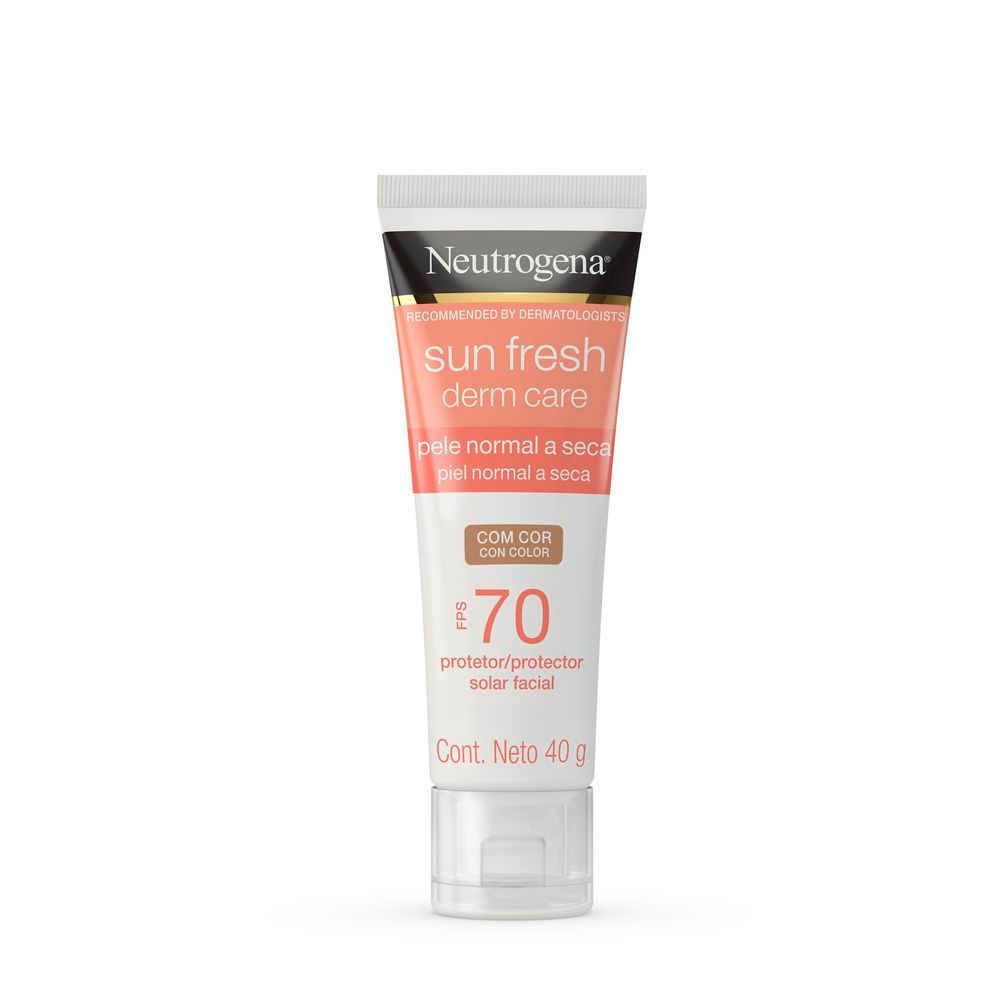 Protetor Solar Facial Neutrogena FPS 70 Cor 40g 1 Protetor Solar Facial Neutrogena Sun Fresh Derm Care FPS 70 com Cor 40g
