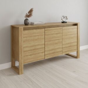 Balcão para Escritório 136cm com 3 Portas e 1 Prateleira ME4147 Amendoa