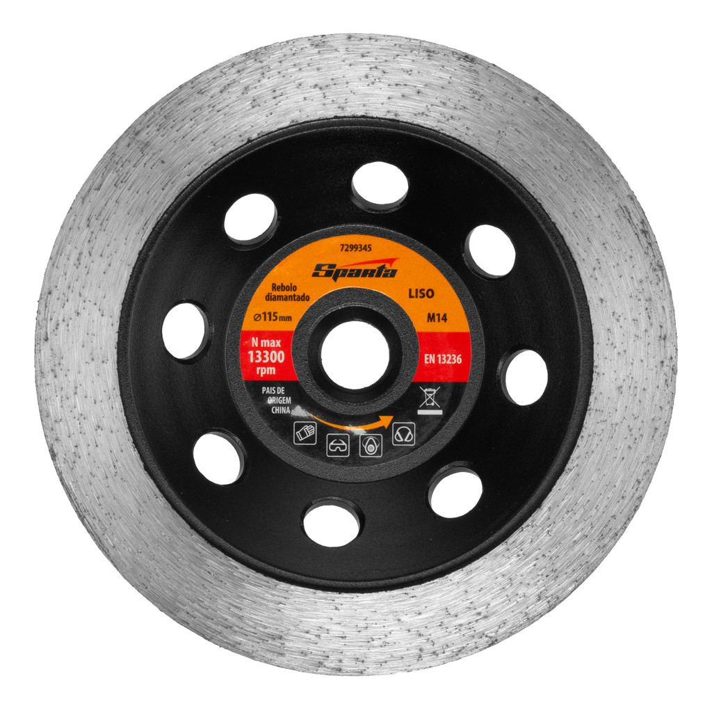 Rebolo Diamantado Cont?nuo Sparta 115mm M14 para M?rmore 1 REBOLO CONTINUO DIAMANTADO MARMORE ROSCA M14 115MM SPARTA
