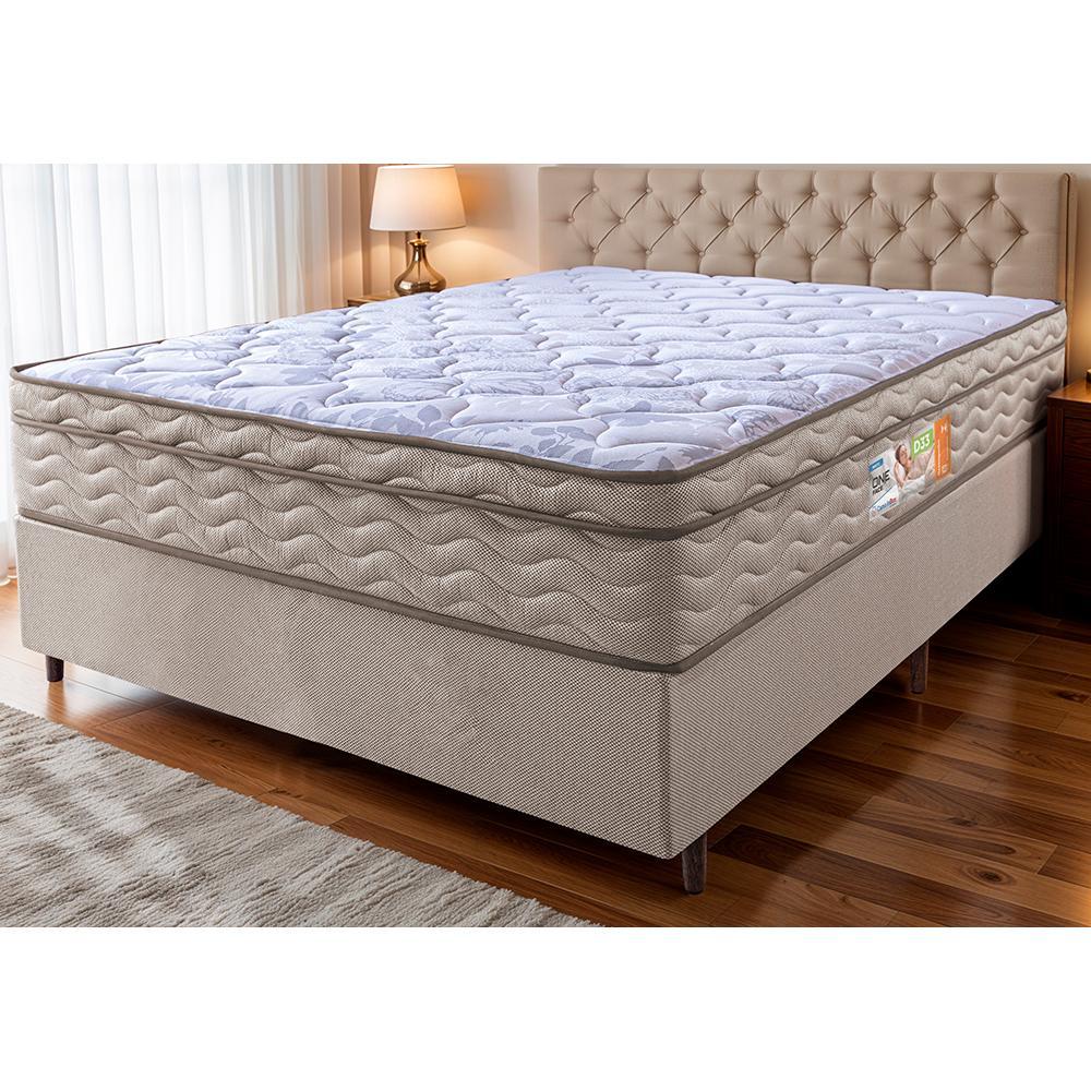 Cama Box King OrtoMove Espuma D33 1 Cama Box King Colchão OrtoMove + Box Desmontável 193x203x65 One Face Espuma D33 Dourado