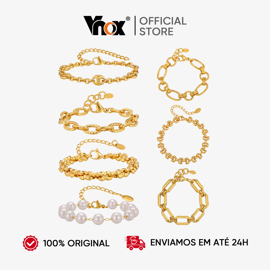 Pulseira Minimalista Corrente Grossa Ouro 18k Vnox Feminina 1 Pulseira Minimalista De Ouro 18k Vnox Para Mulheres , Hipoalergênica De Aço Inoxidável Com Corrente Grossa , Presente De