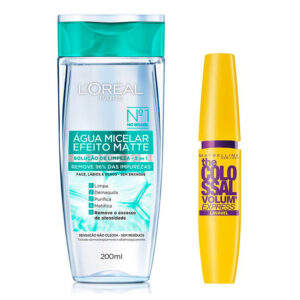 Kit 1 Máscara de Cílios Maybelline The Colossal Volum' Express Lavável Preto com 9,2ml