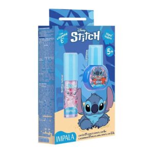 Kit Esmalte Infantil Impala Azul Stitch 6ml + Brilho Labial Infantil Stitch 2,3g
