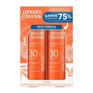 Kit Protetor Solar Corporal Aerossol Cenoura & Bronze FPS30 200ml 2 Unidades