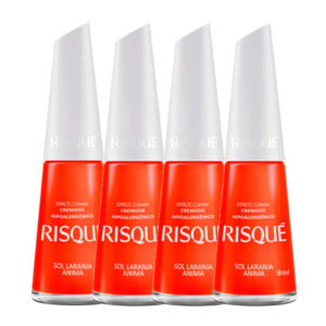Kit 4 Esmalte Risqué Cor Sol Laranja Anima com 8ml