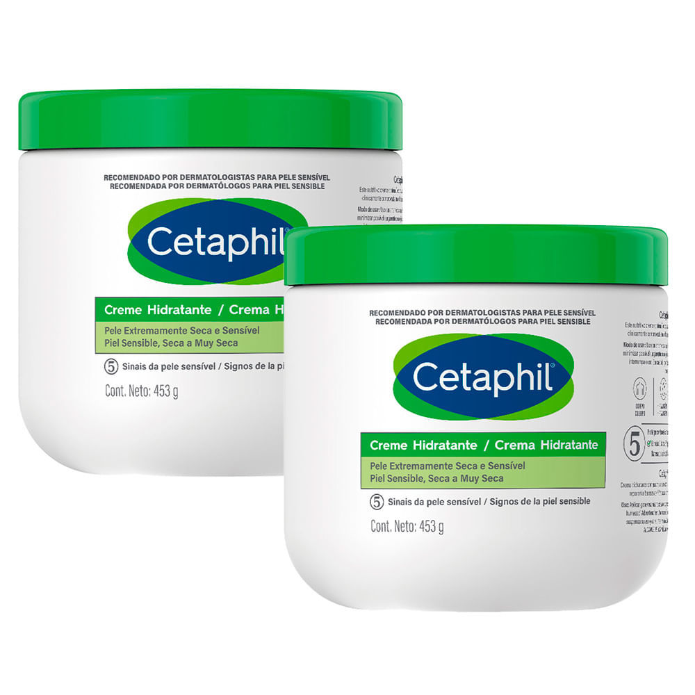 Kit 2 Cetaphil Creme Hidratante Pele Seca e Sensível 453g 1 Kit 2 Cetaphil Creme Hidratante Galderma Pele Extremamente Seca e Sensível 453g
