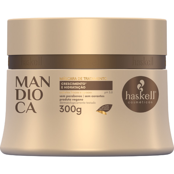 M?scara Mandioca Haskell: Hidrata??o Profunda e Brilho Natural 1 Máscara Mandioca 300gr Haskell | Hidratação Profunda e Fortalecimento para Cabelos Fracos e Opacos
