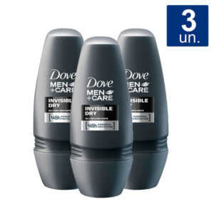 Kit 3 Desodorante Dove Men + Care Invisible Dry Roll-on Antitranspirante 48h com 50ml