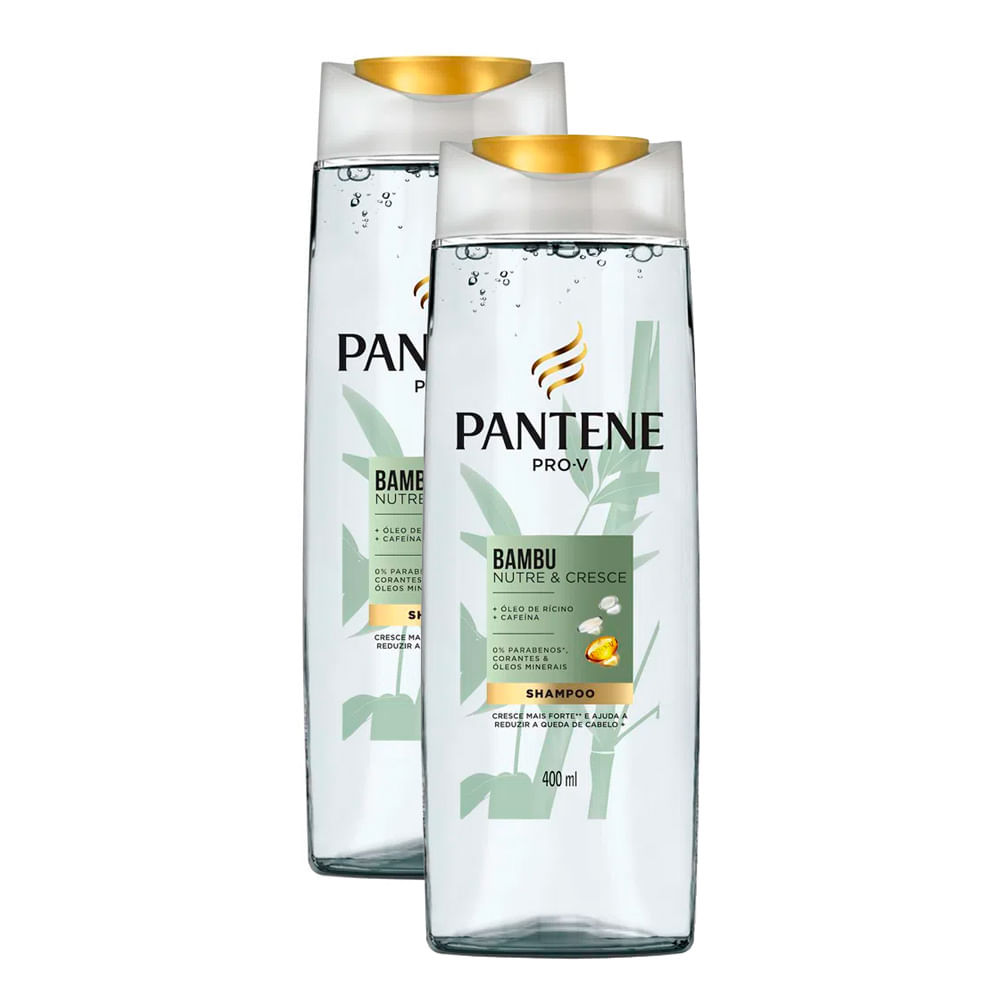 Pantene Bambu Nutri??o e Crescimento: Cabelos Fortes, Flex?veis e Saud?veis 1 Kit 2 Shampoo Pantene Bambu 400ml