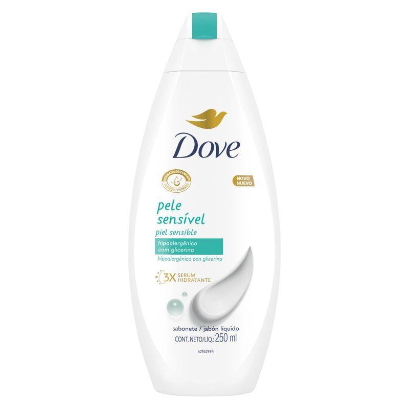 Sabonete Dove Pele Sensível 250ml - Hidratação 1 Sabonete Líquido Dove Pele Sensível 250ml