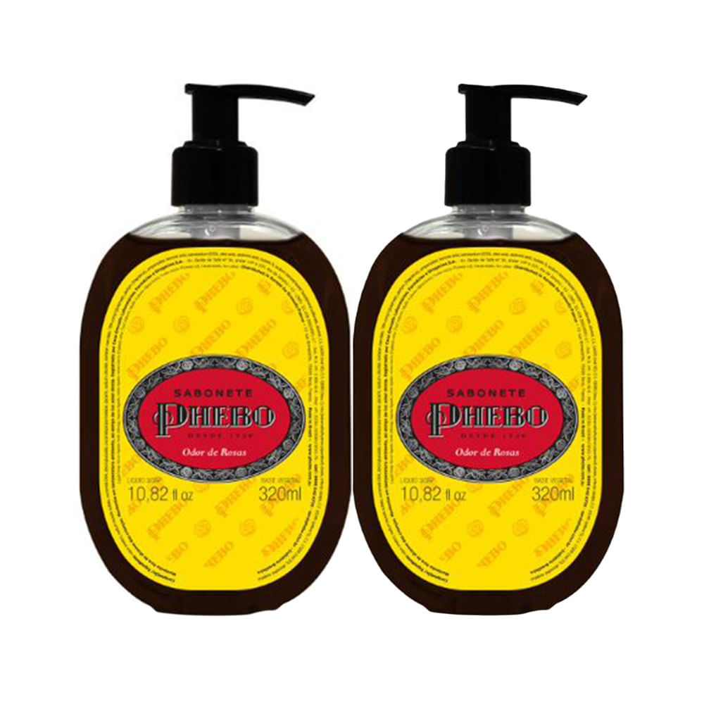 Sabonete L?quido Phebo Rosas 320ml 1 Kit 2 Sabonete Líquido Phebo Odor de Rosas 320ml