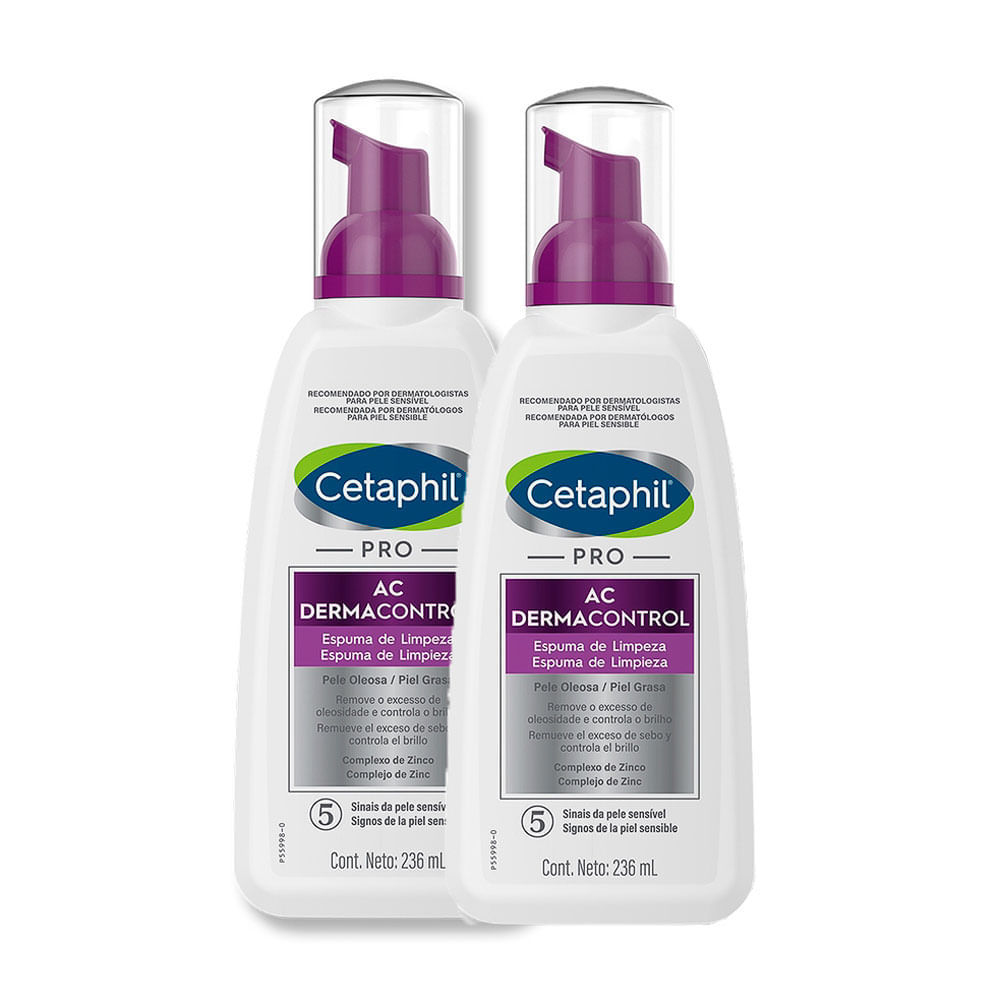 Kit 2 Cetaphil Pro AC Dermacontrol Espuma Limpeza Acne 236ml 1 Kit 2 Cetaphil Pro Ac Dermacontrol Espuma de Limpeza 236ml