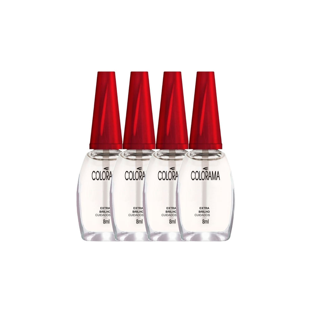 ESMALTE COLORAMA Cuidados Extra Brilho - 4 Embalagens 1 Kit 4 Esmalte Colorama Cuidados Extra Brilho com 8ml