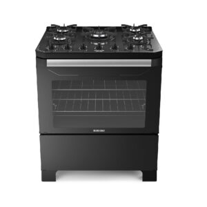Fogão de Piso 5 Bocas Itatiaia Itamaster com Mesa de Vidro Preto