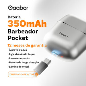 Gaabor Barbeador Masculino Recarregamento Rapido Type C Dupla Lamina A Seco ou Molhado ER T01