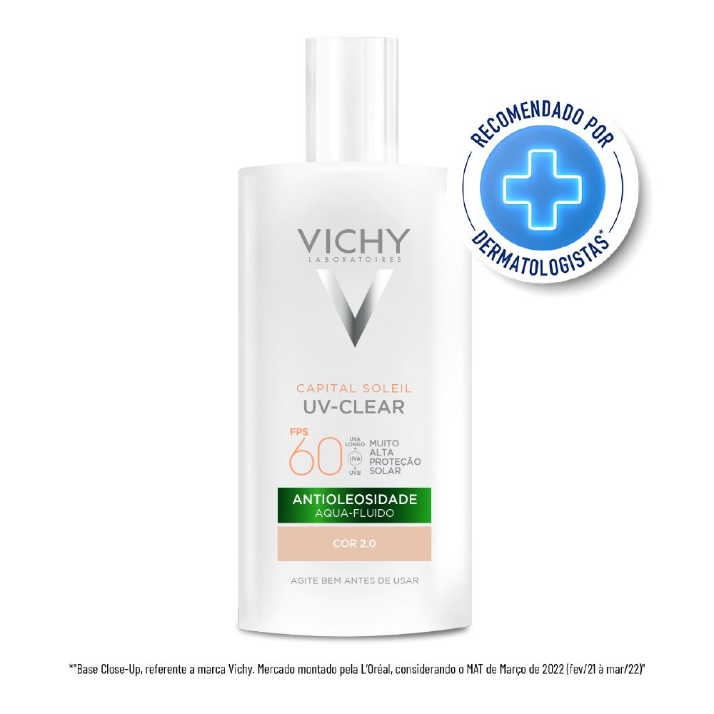 Protetor Solar Facial Vichy UV-Clear FPS60 Cor 2.0 - 40g 1 Protetor Solar Facial Vichy Capital Soleil Uv-clear Cor 2.0 Fps60 40g