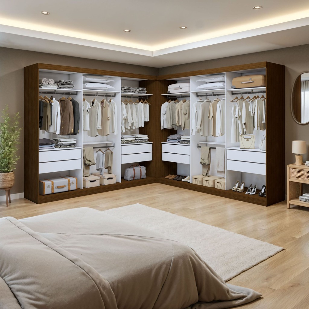 Closet Casal Sem Portas Paris Duo Premium 8 Gavetas 1 Closet Casal sem Portas 8 Gavetas Paris Duo Premium Freijó