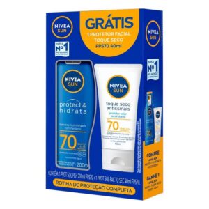 Kit Protetor Solar Nivea Sun Protect & Hidrata FPS70 200ml + Protetor Solar Facial Nivea Sun Toque Seco FPS70 40ml