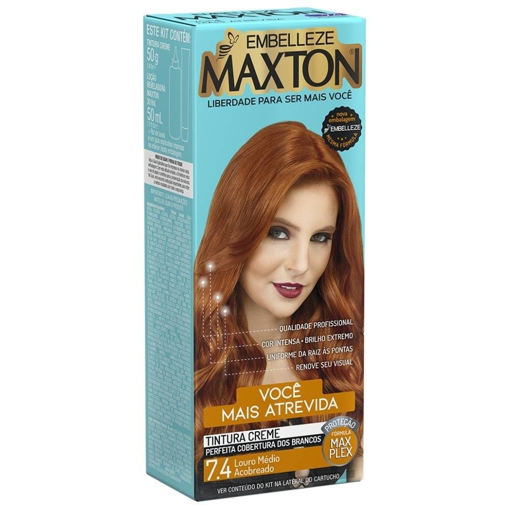 Tintura Maxton 7.4 Louro Mel Acobreado | Cabelos Radiantes 1 Tintura Maxton 7.4 Louro Mel Acobreado