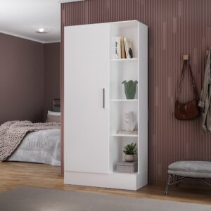Sapateira para Quarto 1 Porta 7 Prateleiras Espresso Móveis Branco
