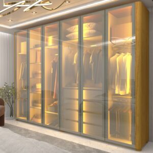Guarda-roupa Casal 6 Portas com 6 Portas Reflecta com Pés com Led Innova 100% MDF Naturale