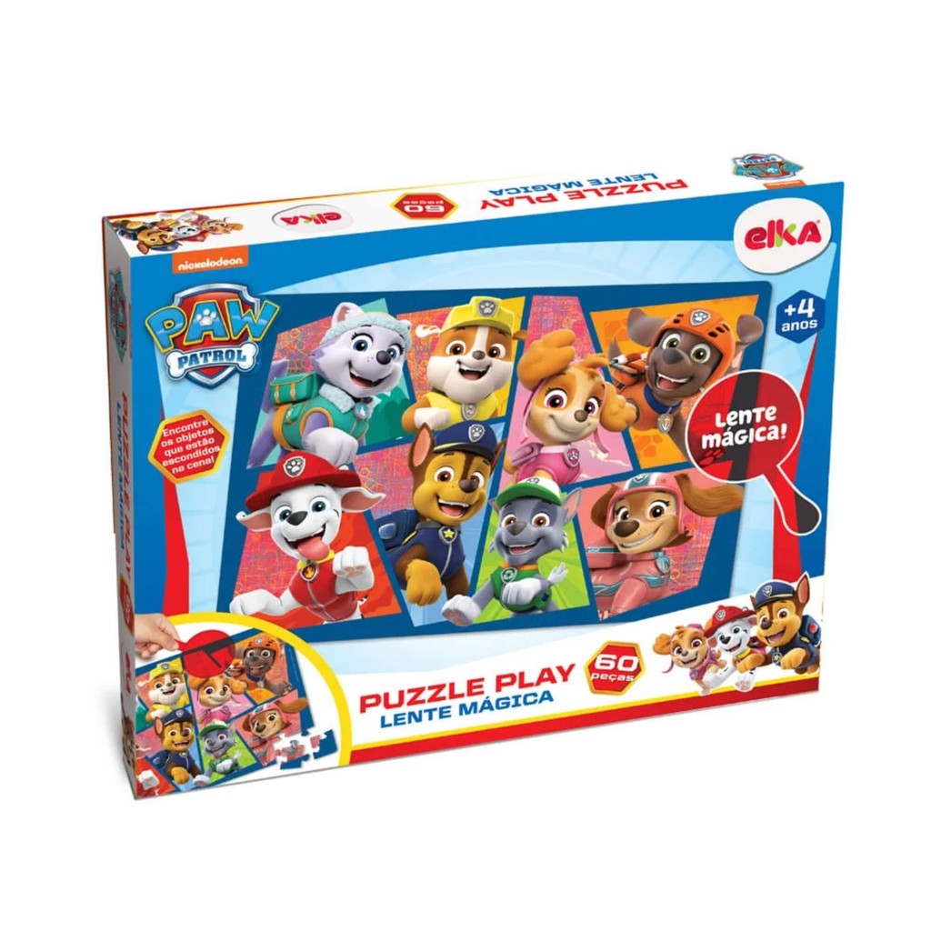 Quebra-Cabe?a Patrulha Canina 60 Pe?as Lente M?gica Elka 1 Quebra-Cabeça Puzzle Play 60 peças Patrulha Canina - Lente Mágica Elka - 1274