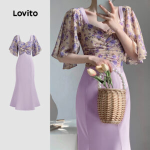 Lovito Vestido Elegante Clássico E Versátil Em Blocos De Cores Para a Primavera/verão Para Mulheres L149ED255