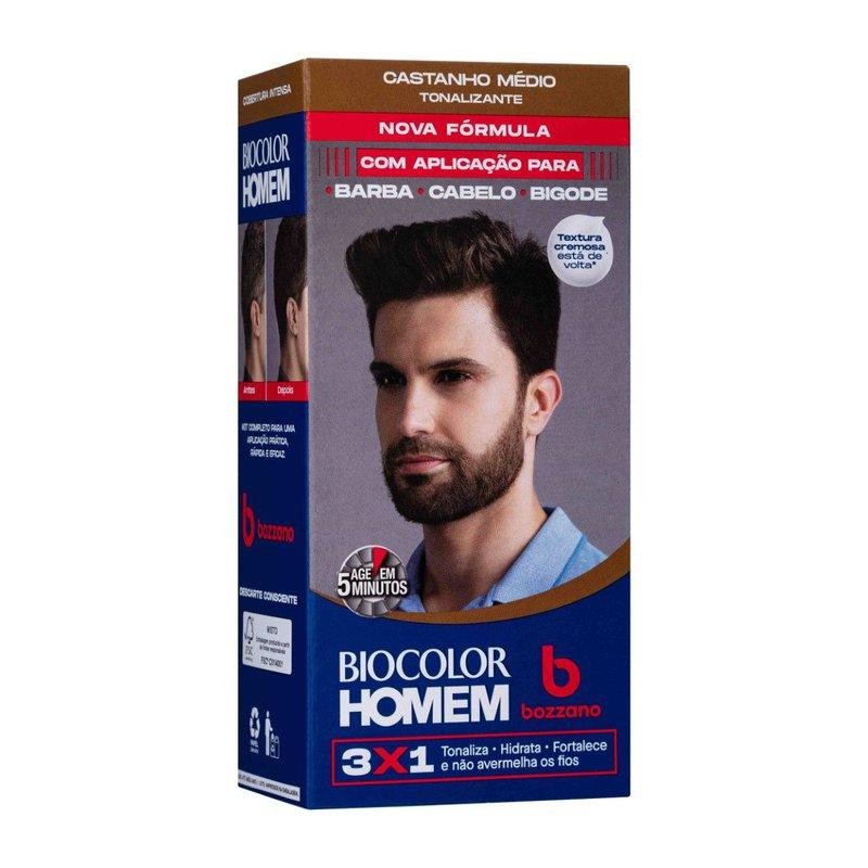 Tonalizante Biocolor Homem Castanho M?dio 3x1 1 Tonalizante Biocolor Homem Masculino Bozzano Castanho Médio 3x1