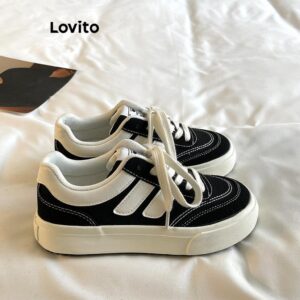 Lovito x Glenda Tênis Vintage Liso Com Sola Macia De Lona Para Mulheres LFA47114